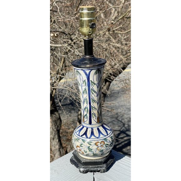 Antique Iznik Middle Eastern Pottery Glazed Faience Vase Cast Iron Loevsky Lamp - Picture 10 of 16